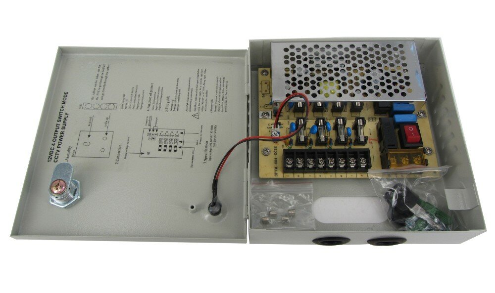 XMEye-1204-5A(Металл/Ящик). 4 Выхода, 12 Вольт, 5 Ампер. Блок питания для видеонаблюдения.