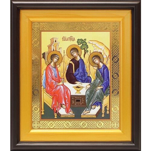 Святая Троица (лик № 012), икона в широком киоте 21,5*25 см святая троица икона в широком деревянном киоте 21 5 25 см