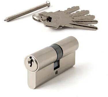 Комплект замка с ручкой Vintare для калитки RAL8017 личинка 80 мм (ключ-ключ) - фотография № 4