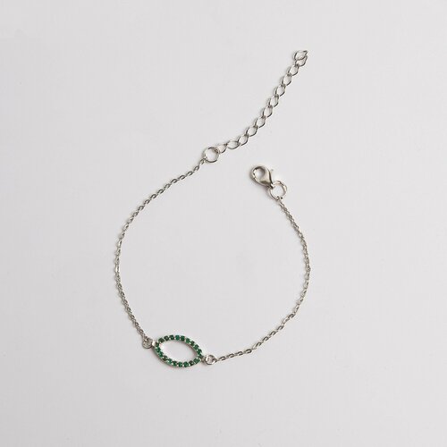 Браслет-цепочка CORDE Серебряный браслет-цепочка с натуральными изумрудами., серебро, 925 проба, родирование, изумруд, длина 21 см.