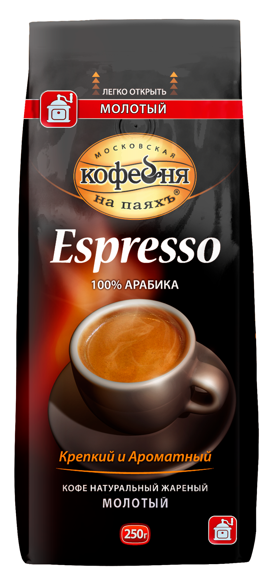 Кофе натуральный жареный молотый ESPRESSO, в пакете 250