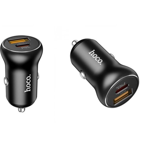 Автомобильное зарядное устройство АЗУ Type-C/USB Hoco NZ5 30W черный pd usb c 30w car charger quick charge 4 0 3 0 qc4 0 qc3 0 phone charger type c fast charging for iphone 12 xiaomi huawei samsung