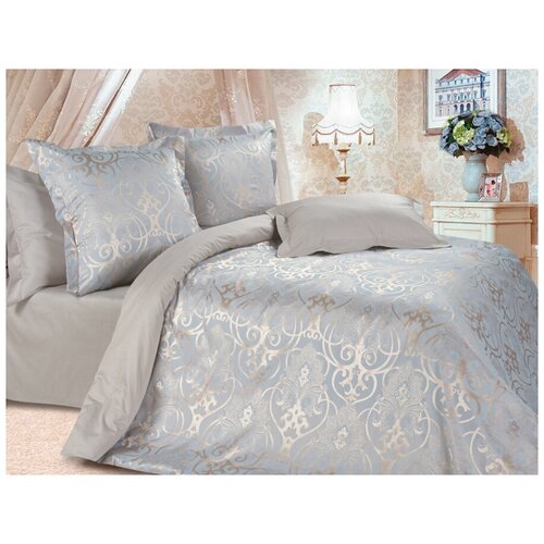 фото Постельное белье евростандарт ecotex эстетика глейс, жаккард, 50 х 70 и 70 х 70 см, серый