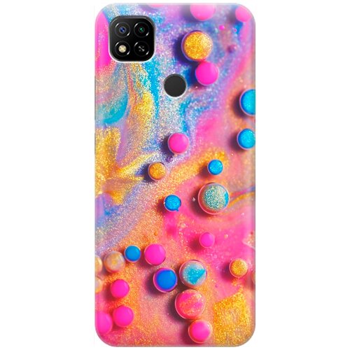 фото Re:pa накладка transparent для xiaomi redmi 9c с принтом "разноцветные капли красок"