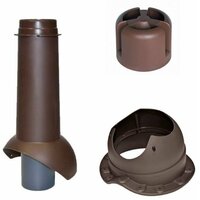 Комплект кровельной вентиляции канализационный Krovent (110мм ) для металлочерепицы Изолированный утеплённый ( RAL 8017) коричневый