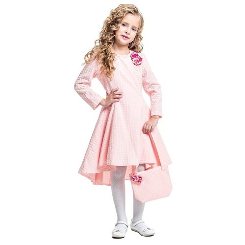 фото Платье cascatto, нарядное, однотонное, размер 9-10/134-140, розовый