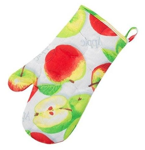 фото Рукавичка-прихватка "Радушная хозяйка" бязь, Яблочное угощение; Размер: 30х17