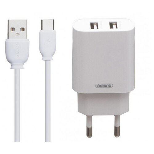 фото Зарядное устройство remax rp-u35 2xusb 2.1a + cable usb type-c white 6972174156354