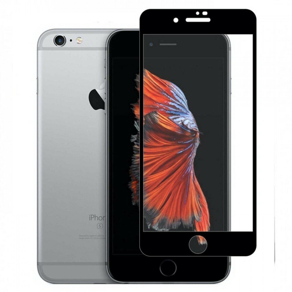 Защитное стекло для iPhone 6 Plus и iPhone 6S Plus с черной рамкой / Стекло на айфон 6 плюс и айфон 6с плюс / Полноэкранное закаленное стекло