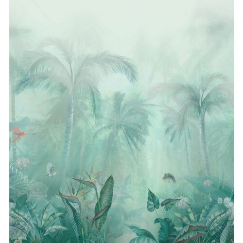 Моющиеся виниловые фотообои Джунгли в тумане рисунок, 250х270 см
