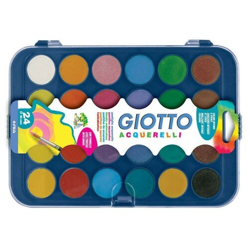 Акварель сухая GIOTTO Colour Blocks, 24 цвета, d=30 мм, с кистью