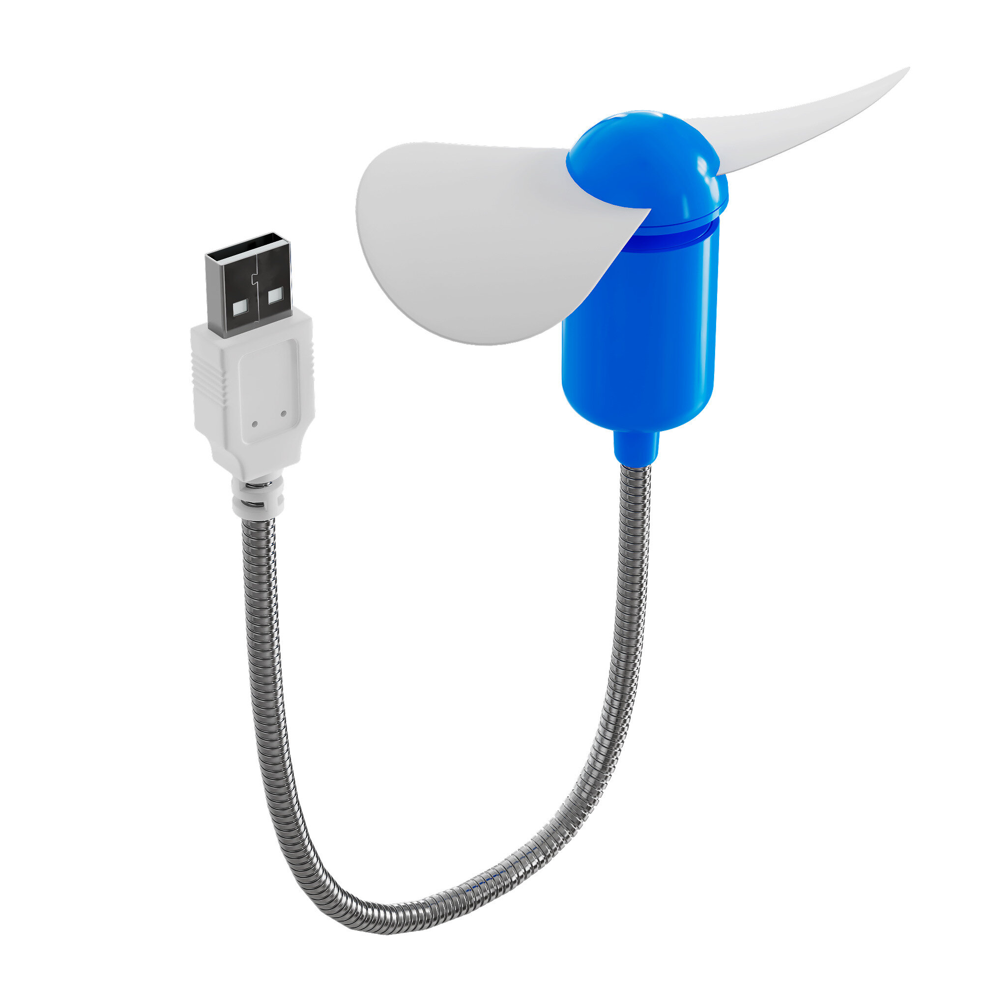 Компактный настольный мини USB вентилятор GSMIN гибкий портативный, работает от PowerBank, Ноутбука, Компьютера (Синий) - фотография № 5