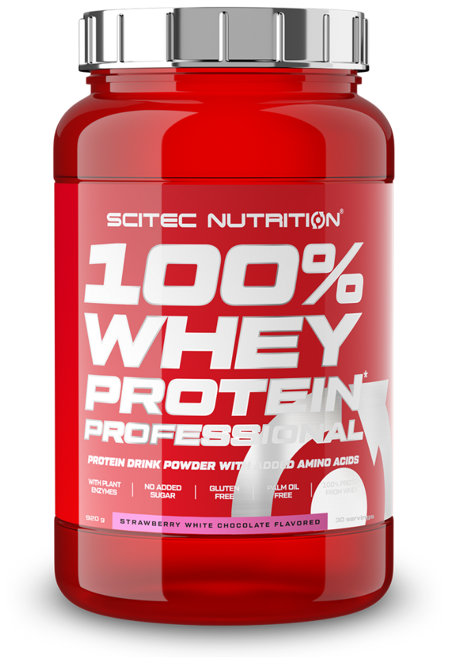 Scitec Nutrition 100% Whey Protein Professional 920 гр, клубника-белый шоколад