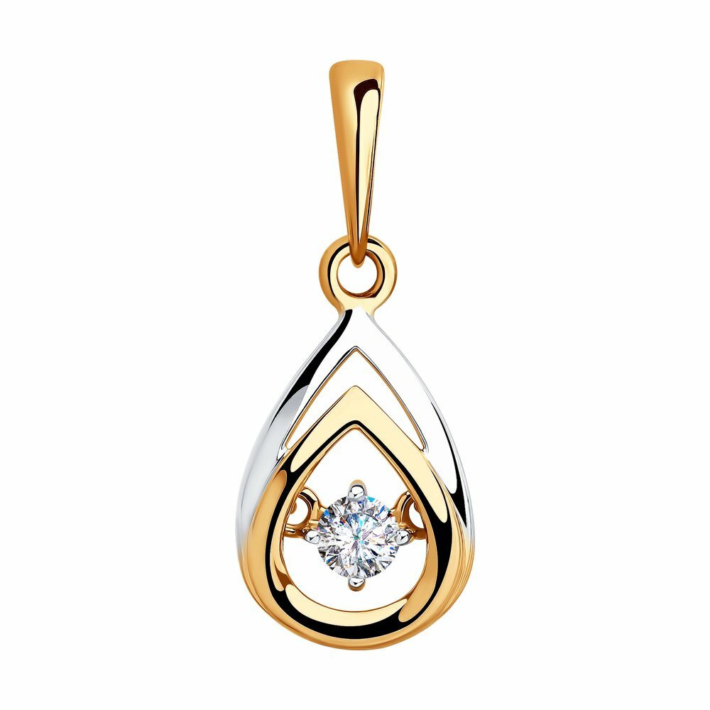 Подвеска Diamant online, красное золото, 585 проба, фианит