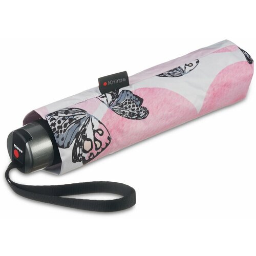 фото Зонт knirps, механика, 3 сложения, купол 98 см., 8 спиц, система «антиветер», чехол в комплекте, для женщин, розовый, белый