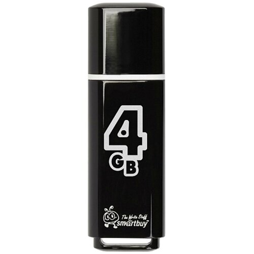 Флеш-диск 4 GB, SMARTBUY Glossy, USB 2.0, черный, SB4GBGS-K - 3 шт.