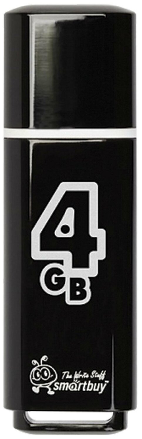 Флеш-диск 4 GB, SMARTBUY Glossy, USB 2.0, черный, SB4GBGS-K В комплекте: 1шт.