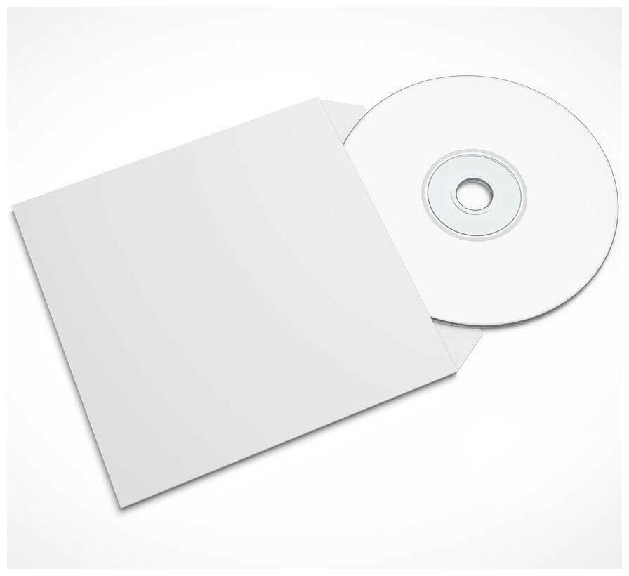 Конверт бумажный без окна, декстрин 100шт для CD-DVD-BD на 1 компакт-диск, 12,5x12,5 см, Белый