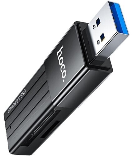 Карт-ридер USB-A 3.0 SD microSD Hoco HB20 два слота - черный