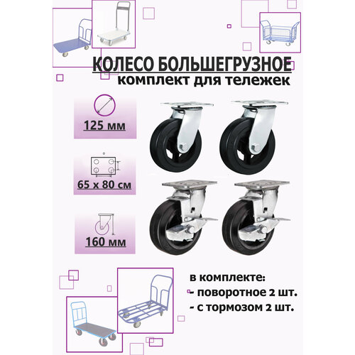 Комплект колес №4 большегрузные 125мм 4шт.