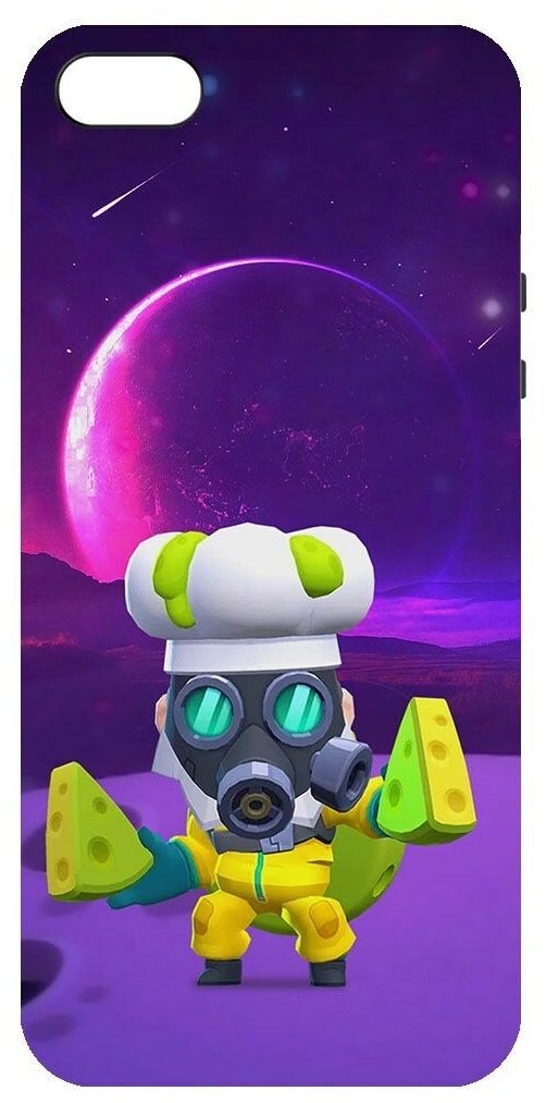 Чехол-накладка Krutoff Софт Кейс Brawl Stars - Майк с плесенью для iPhone 5/5s черный