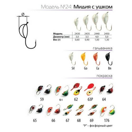 Spider Мормышка W SPIDER Мидия с ушком (Размер 4; Вес (гр) 1 / 59)