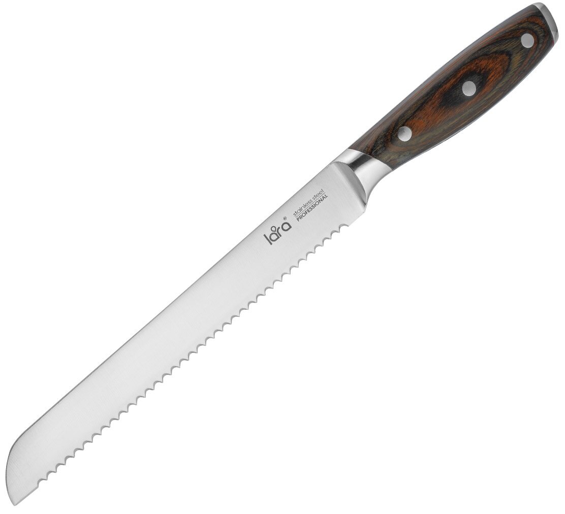 Набор ножей LARA LR05-57, 6 предметов: Подставка (акация) +5 ножей, двухслойная сталь - фотография № 6