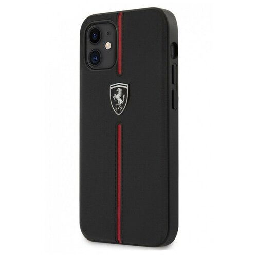 Чехол CG Mobile Ferrari Off-Track Genuine Leather/Nylon stripe Hard для iPhone 12 mini, Черный