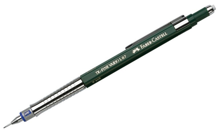 Карандаш механический 0,7 мм, FABER-CASTELL "TK-Fine Vario L", ластик, корпус темно-зеленый, 135700