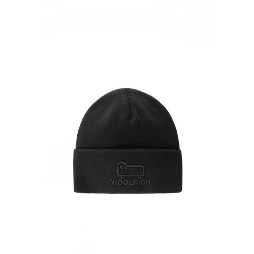 Шапка бини Woolrich Unisex Beanie in Cotton Wool Blend, демисезон/зима, хлопок, размер M, черный