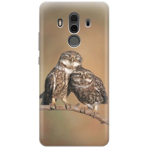 фото Cиликоновый чехол на huawei mate 10 pro / хуавей мейт 10 про с принтом "пара совушек" gosso