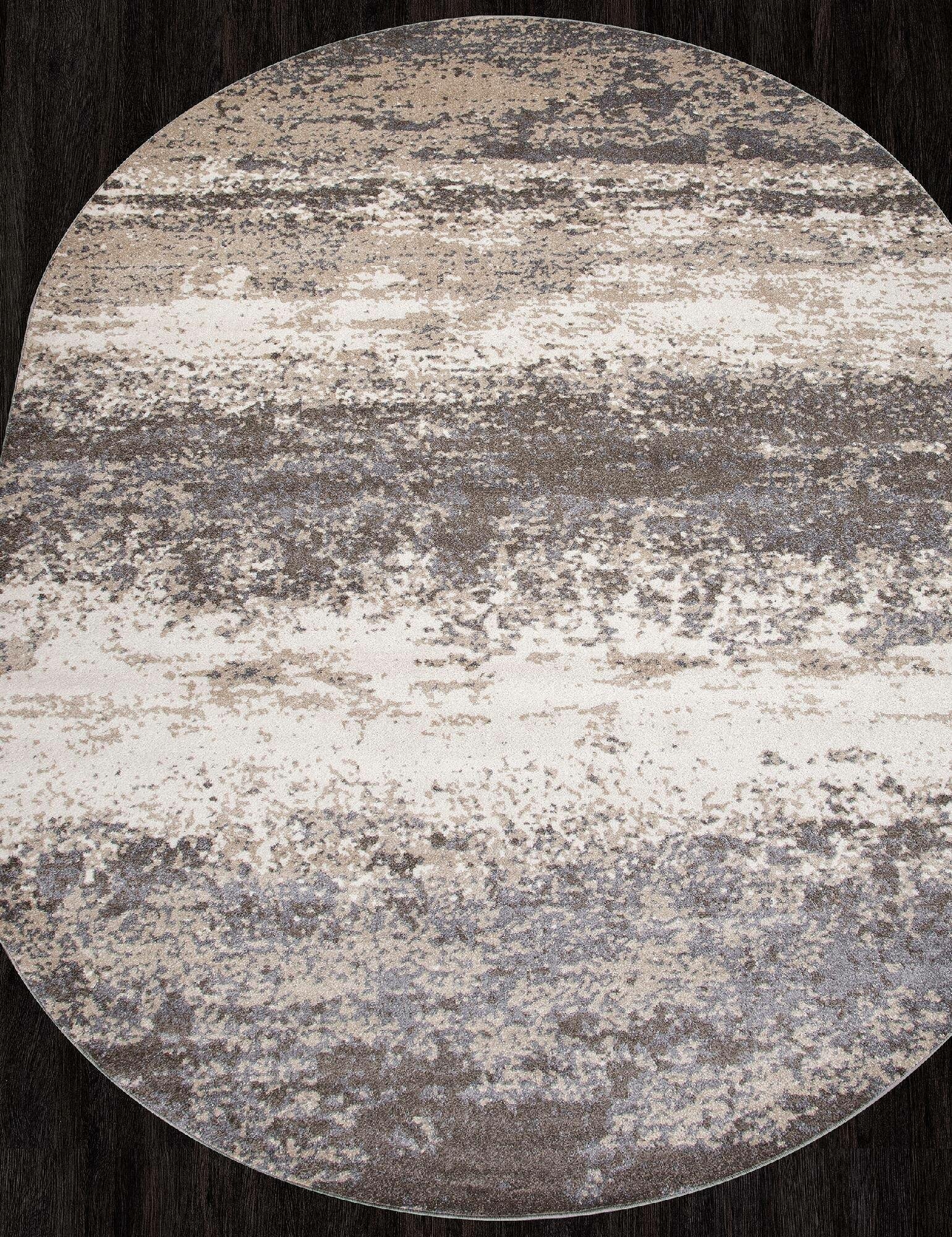 Ковер Овальный на пол в гостиную в спальню 80х150 см бежевый современный ворс 8 мм 298891 KoverVDom