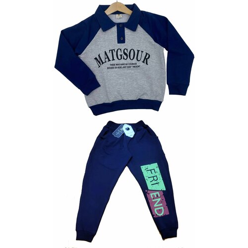 Комплект одежды Bobonchik kids, джемпер и брюки, повседневный стиль, размер 122, синий