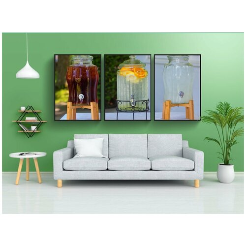 фото Набор модулных постеров для интерьера "чай со льдом, летом, напитки" 60x90 см. в тубусе, без рамки lotsprints