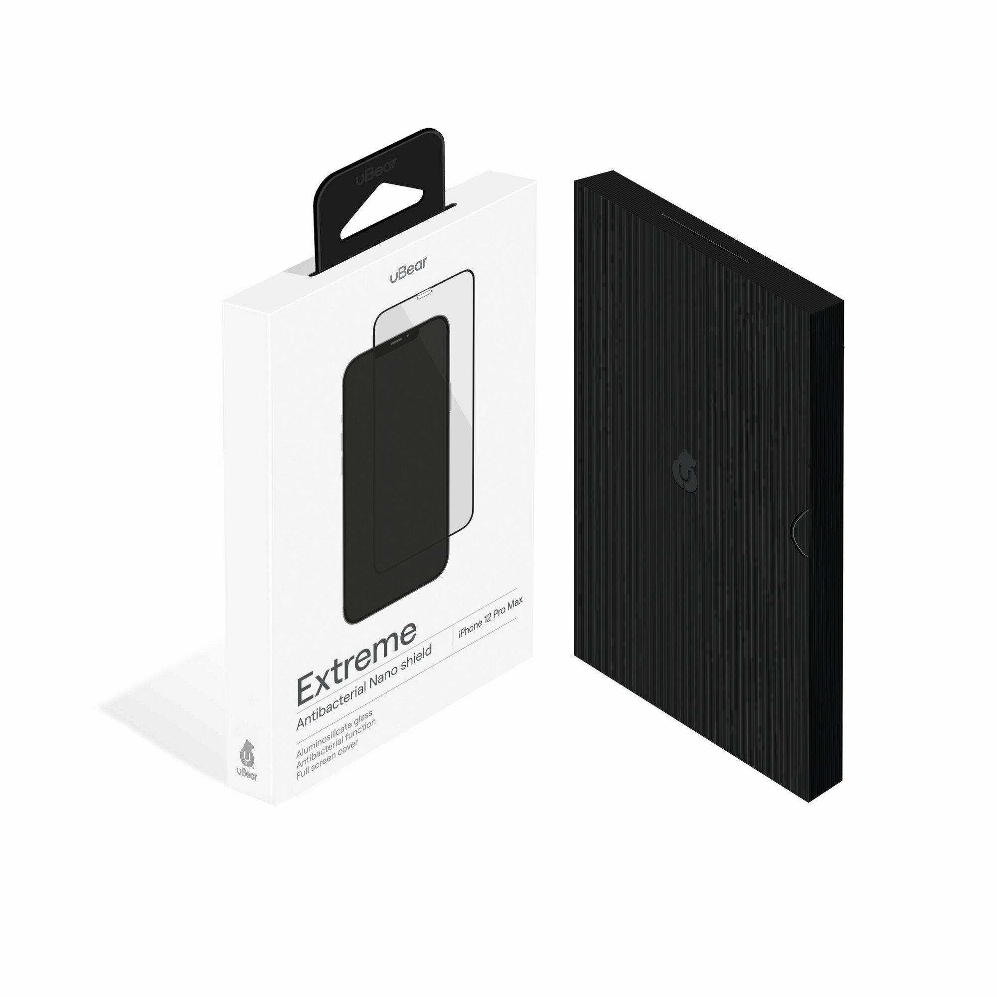 Защитное стекло для экрана UBEAR Ext. Nano Antibact для Apple iPhone 12 Pro Max, 74 х 157 мм, 1 шт, черный [gl108bl03ana67-i20] - фото №3