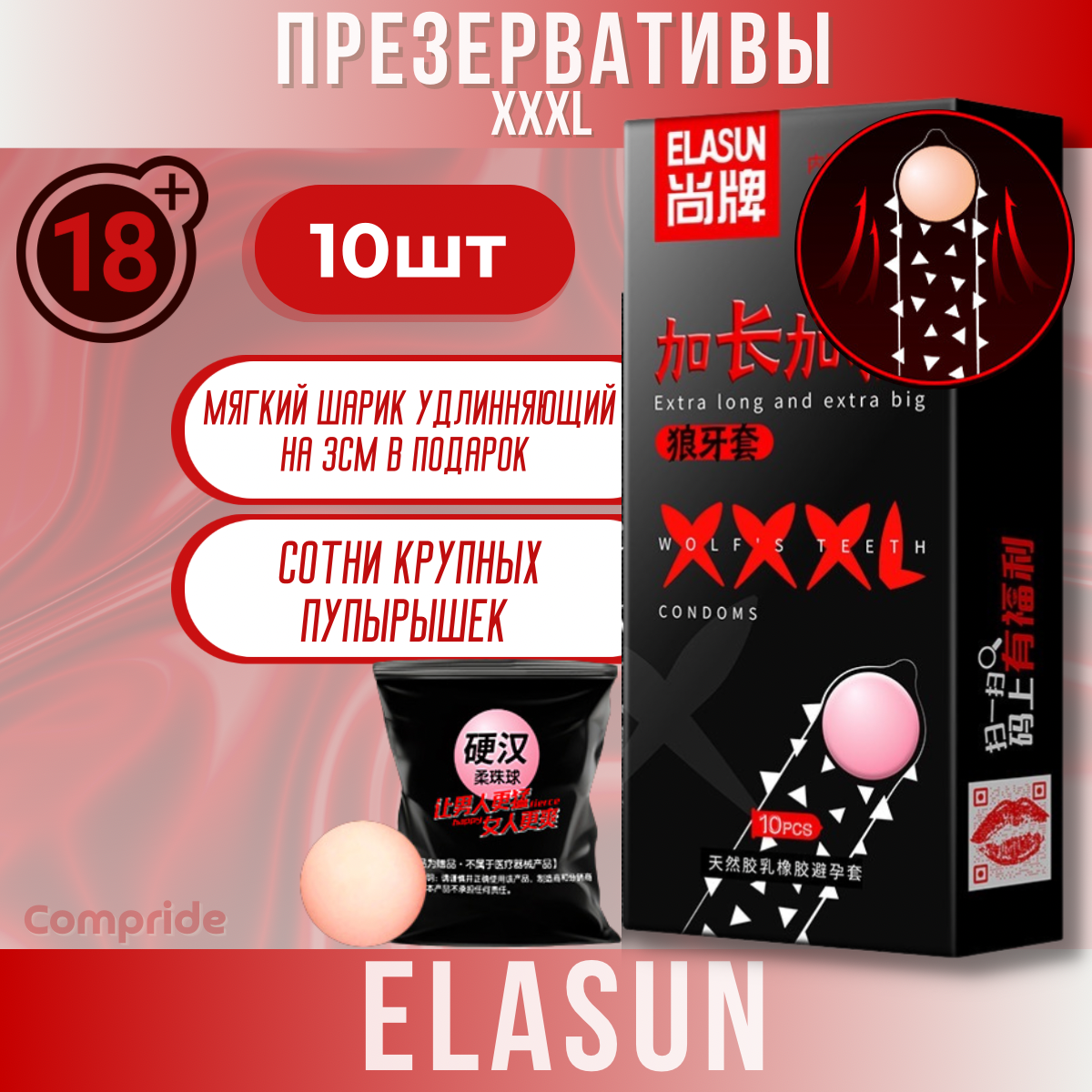 Презервативы Elasun XXXL, 10 шт