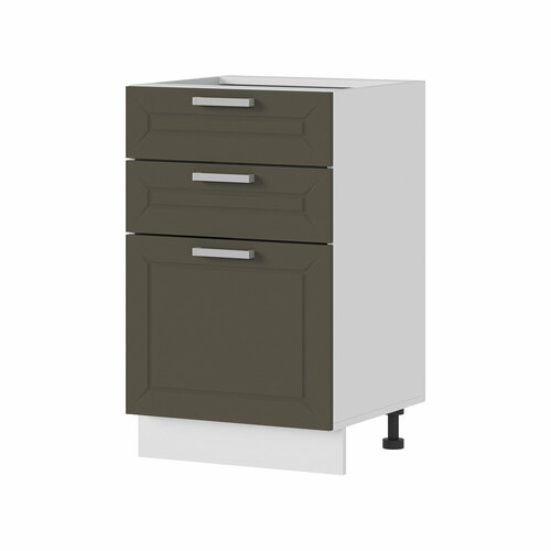 Кухонный модуль, без столешницы, напольный, ШН3Я500, Белый/Альфа Холст вулкан