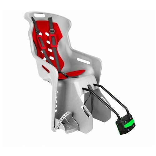 фото Сиденье детск.на подседельныйштырь brioso светло-серое с красной вставкой (доп. черная вставка в подарок) до 22кг 'nfun (португалия)