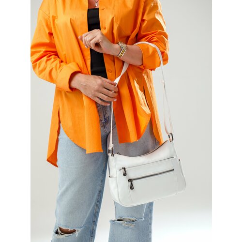 Сумка шоппер La mar, фактура зернистая, белый