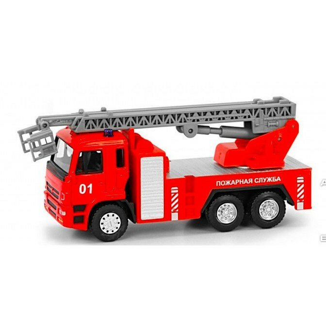 KAMAZ пожарная машина металл с серой лестницей, 15 см