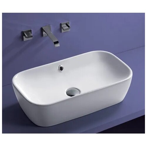 Раковина для ванной. Раковина накладная CeramaLux 9217 белый с внутренним переливом донный клапан aicity автоматический с переливом к0312 хром
