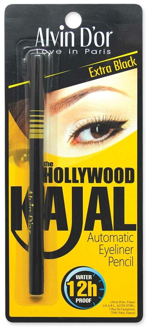 Alvin Dor Автоматический водостойкий карандаш The Hollywood, оттенок 01 Extra black Kajal