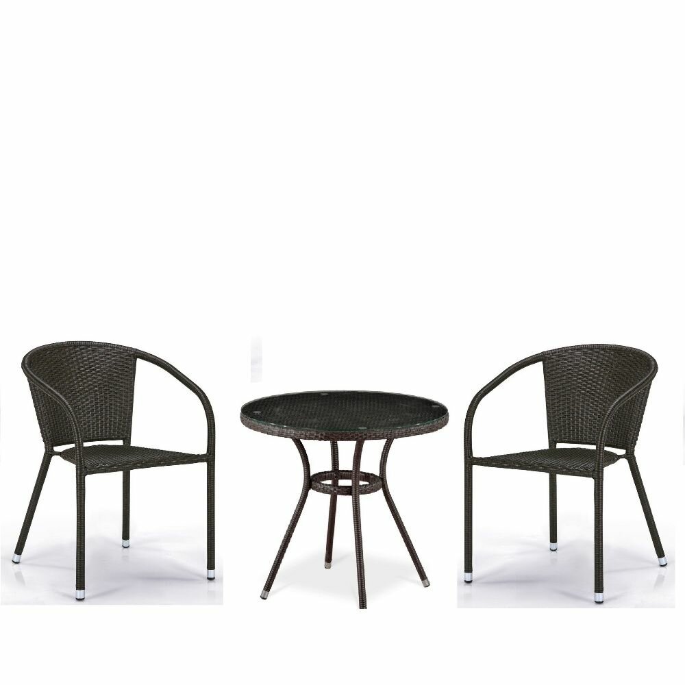 Комплект плетеной мебели Афина T282ANT/Y137C-W53 (2+1) Brown