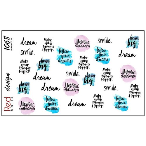 Слайдер-дизайн Red Nails №1068 - Надписи