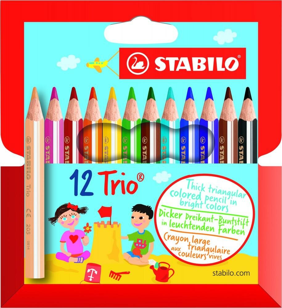 Карандаши цветные 12цв 3-гран Stabilo Trio thick short 205/12-01