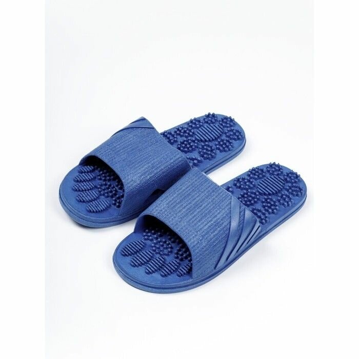 Тапочки с массажным эффектом AMARO HOME Relax Step Открытый нос (Голубой) 40-41, blue - фотография № 19