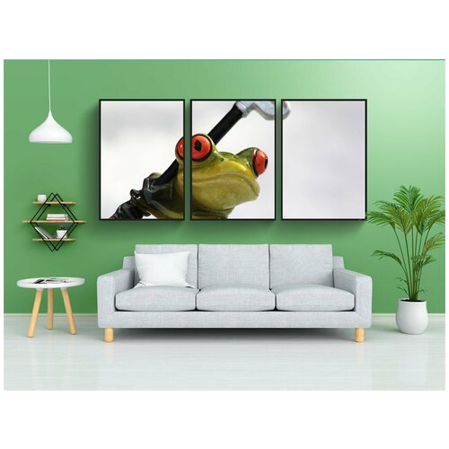 фото Набор модулных постеров для интерьера "лягушка, гольф, гольф клубы" 60x90 см. в тубусе, без рамки lotsprints