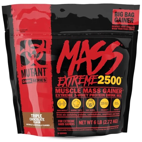 Гейнер Mutant Mutant Mass XXXtreme, 2720 г, тройной шоколад mutant mass 6 lb тройной шоколад