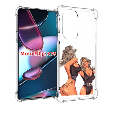 Чехол MyPads девушка-в-купальнике-черном женский для Motorola Moto Edge X30 задняя-панель-накладка-бампер