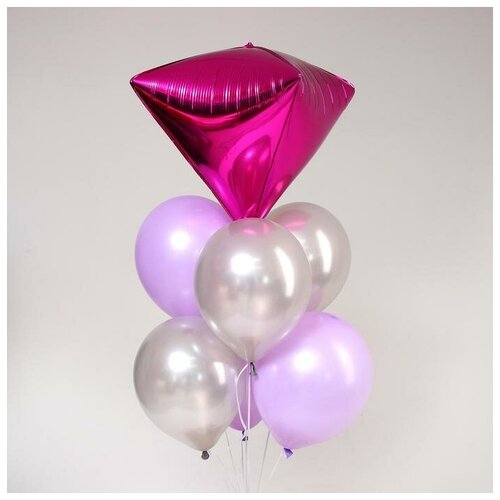 фото Букет из шаров «стильный», латекс, фольга, набор 7 шт., цвет фуксии mikimarket